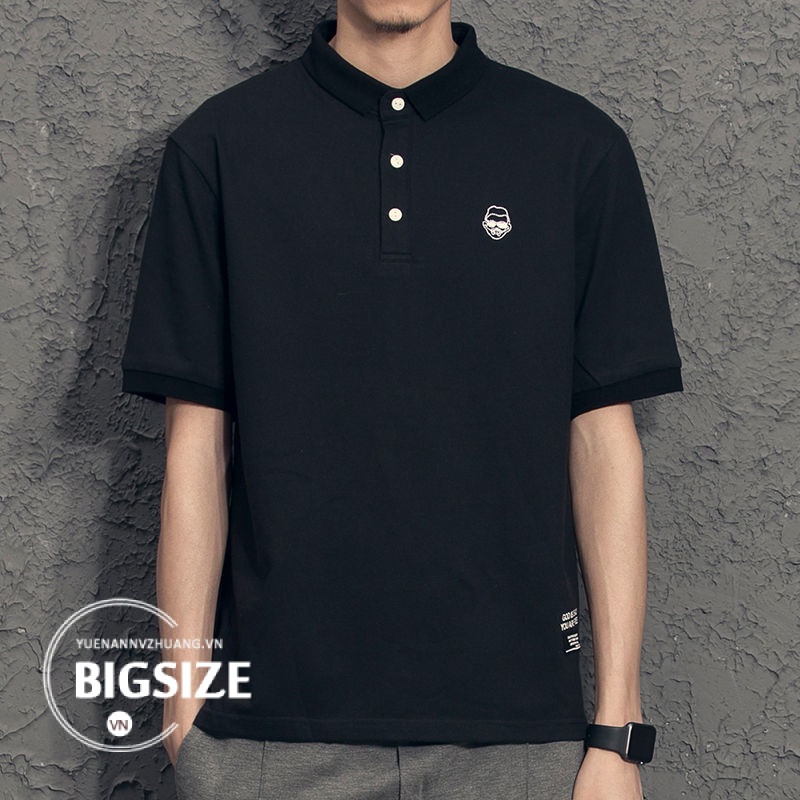 Áo Thun polo Nam Bigsize Áo phông Nam có cổ trơn tay ngắn form rộng mùa hè Phong cách Hàn Quốc Thời Trang trẻ trung đẹp cao cấp cho người mập béo 100kg 150kg