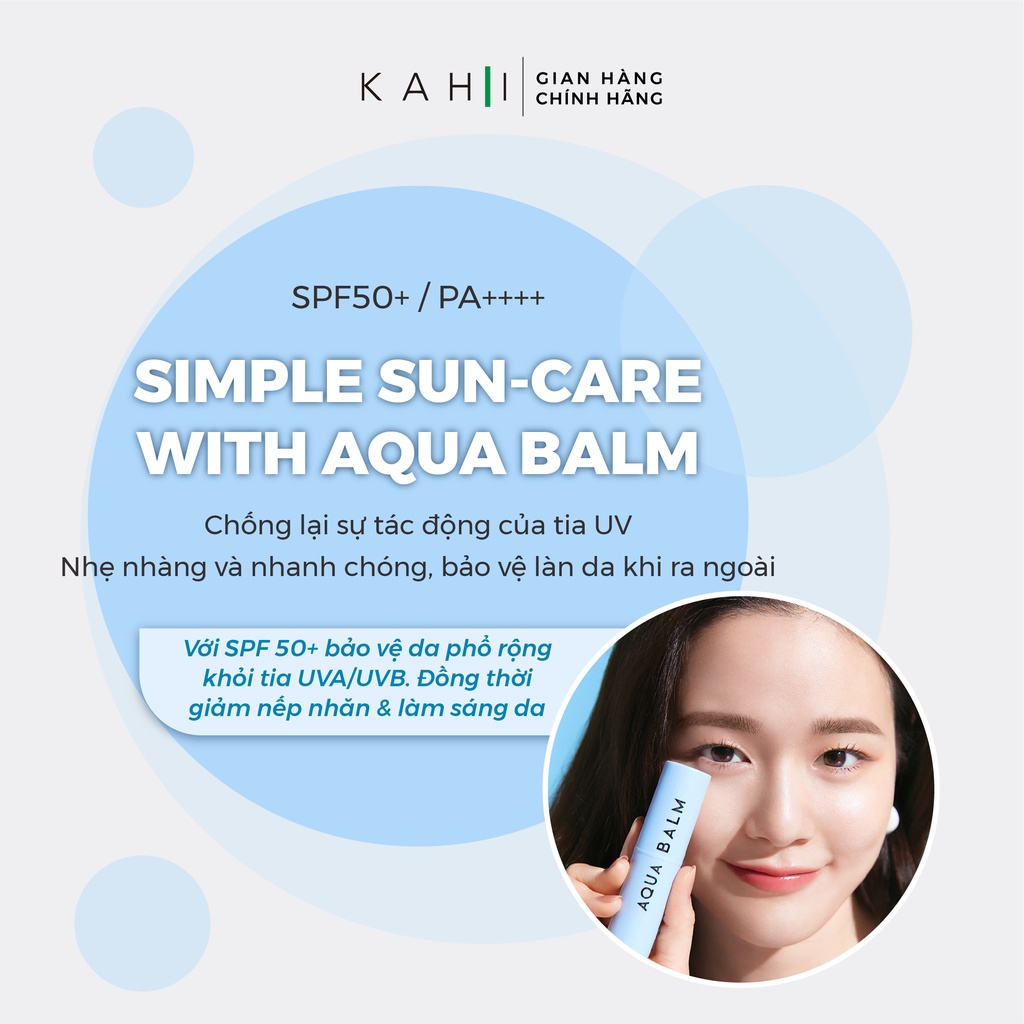 Kem chống nắng dạng sáp KAHI Aqua Balm 9g 50SPF+ PA++++ bảo vệ làn da nhạy cảm, nâng tông & dưỡng ẩm