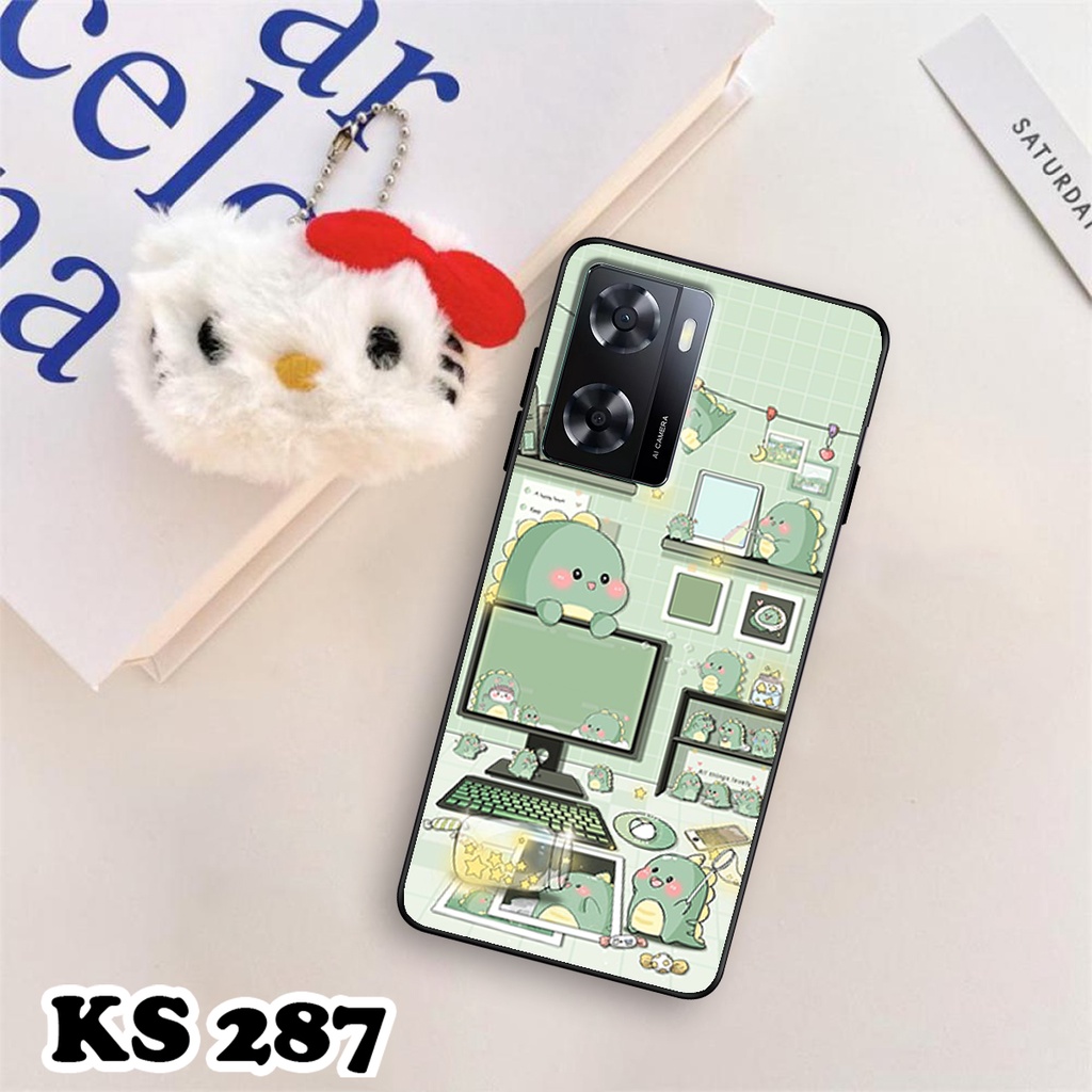 Ốp lưng Oppo A57 - Oppo A57 5G - Ốp in hình khủng long DinoCute - Lưng nhám viền TPU