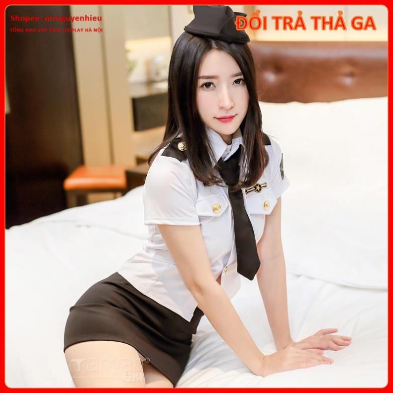 Bộ ngủ cosplay Po-lice Trắng, set váy ngủ cosplay sexy, đầm ngủ C.ảnh s.át trắng- cst1700 - mrnguyenhieu - Hà Nội