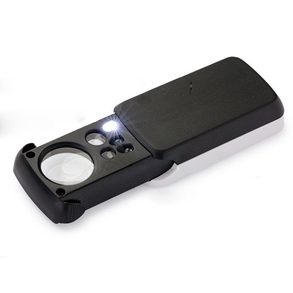 Kính Lúp Phóng Đại Bằng Acrylic Màu Đen Có Đèn LED UV