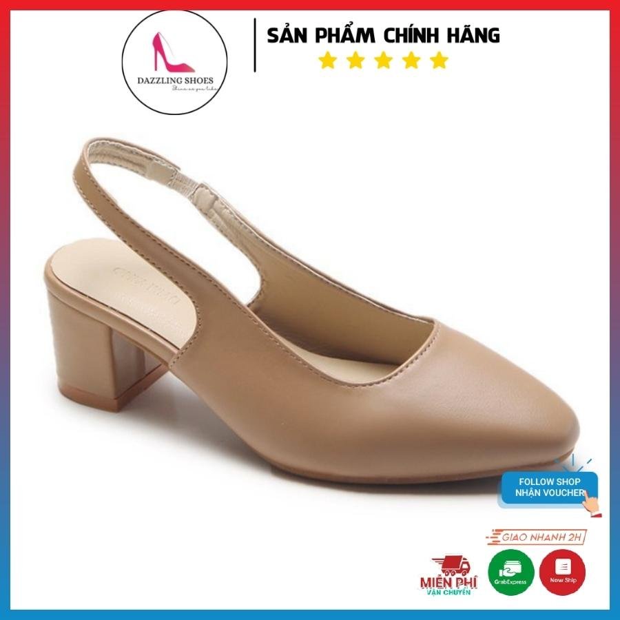 Giày Cao Gót Nữ Đế Vuông Quai Hậu DA MỀM 5 Phân DAZZLING-DA543 .