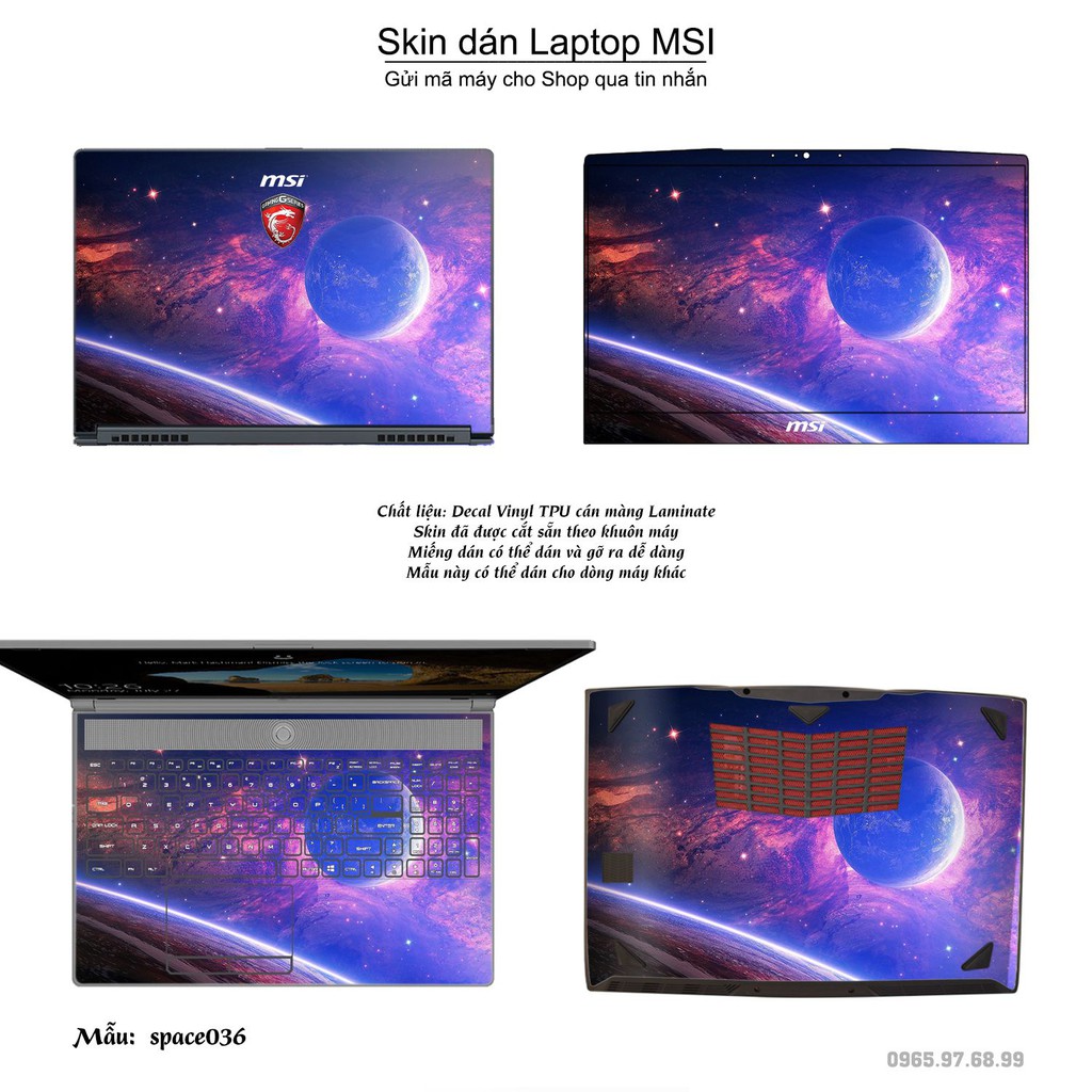 Skin dán Laptop MSI in hình không gian _nhiều mẫu 6 (inbox mã máy cho Shop)