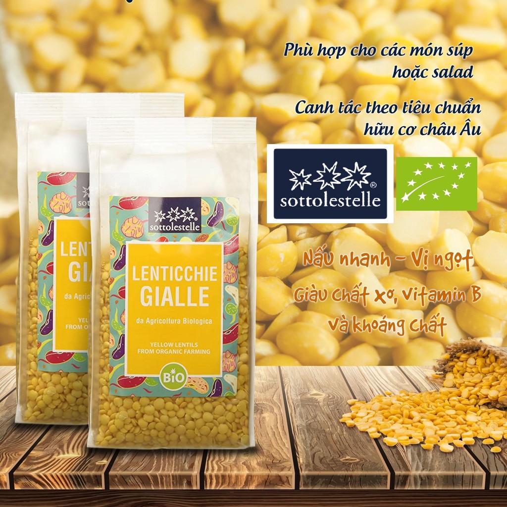 [Mã BMBAU50 giảm 7% đơn 99K] Đậu Lăng Vàng Hữu Cơ Organic Yellow Lentils Sottolestelle 500g