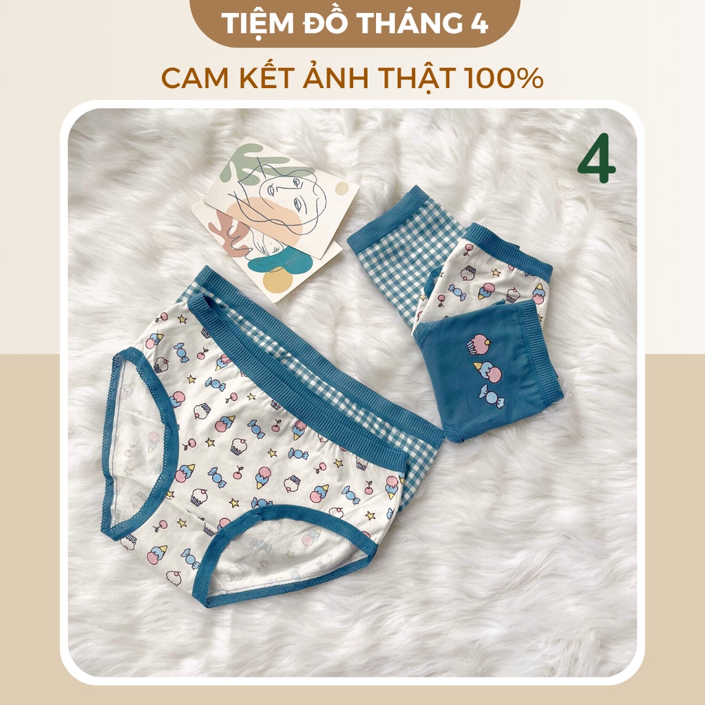 Quần Chip Nữ TIỆM ĐỒ THÁNG 4 Lót Nữ Cotton Kháng Khuẩn Họa Tiết Siêu Cute Dễ Thương Giao Màu Ngẫu Nhiên CHIP CUTE