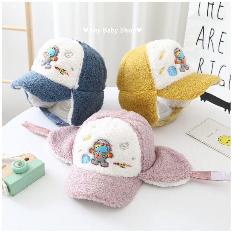 Mũ nón kiểu dáng phi công in hình phi hành gia cho bé trai bé gái có ốp tai nhiều màu dễ thương-hàng có sẵn ❣❣