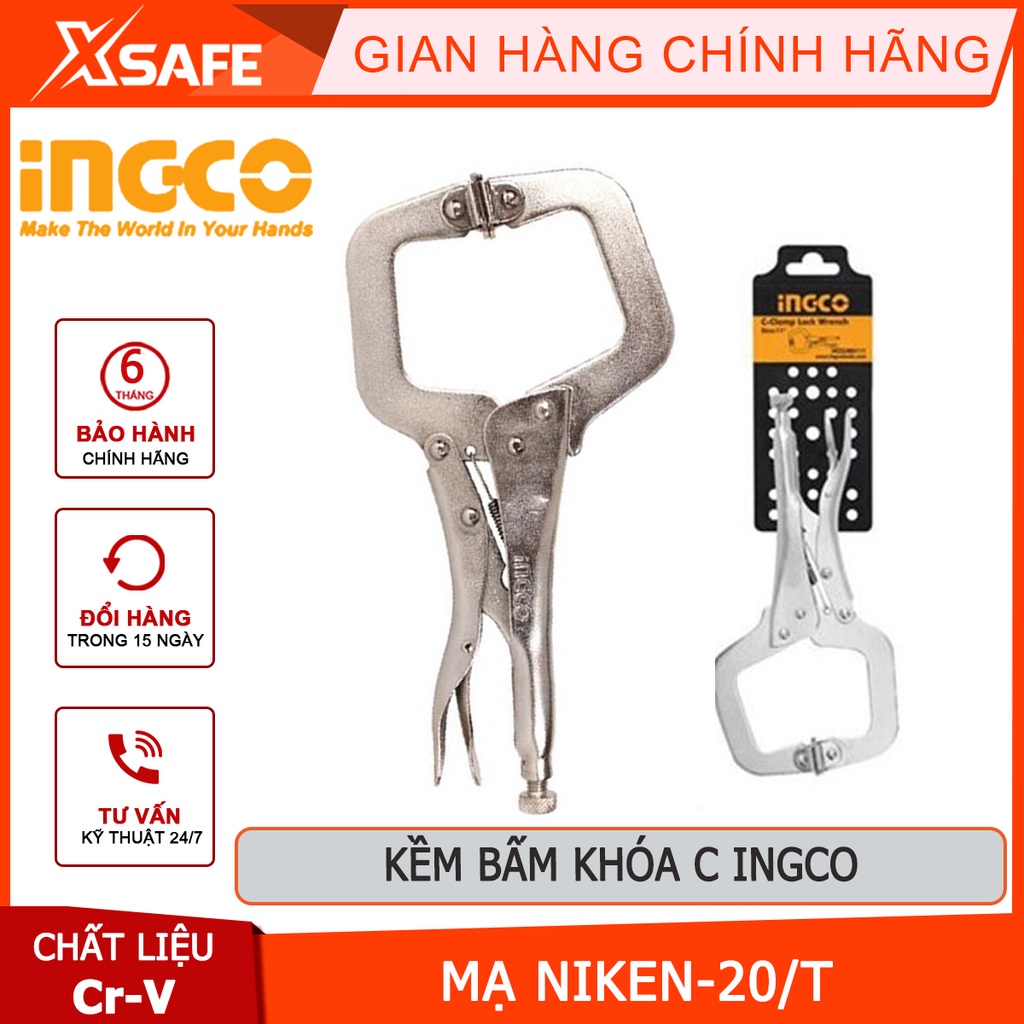 Kềm bấm khóa C INGCO HCCLW0211 11 inch Kìm bấm thép mạ niken, thiết kế nhỏ gọn, thuận tiện - Chính hãng [XSAFE]