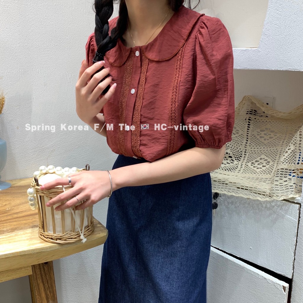 ÁO KIỂU NỮ áo kiểu cổ sen phối ren dễ thương XONXEN SHOP freesize mã S521
