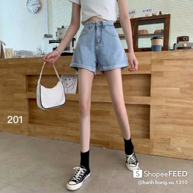 Quần short jeans trơn lật lai ulzzang form cạp cao loại 1 kèm ảnh thật