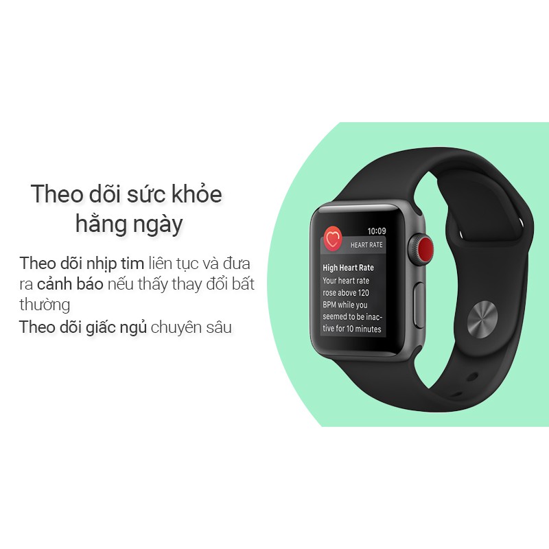 Đồng hồ Apple Watch Series 3 (  bản LTE ) Size 42mm viền nhôm , Zin 99% Như Mới, Chính Hãng Apple  MR CAU