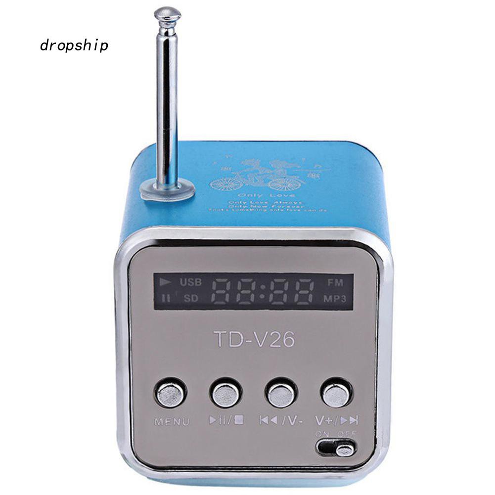 Loa phát nhạc mini td-v26 kiêm đài fm hỗ trợ thẻ nhớ micro sd/tf kèm phụ kiện
