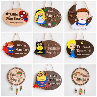 Bảng gỗ treo cửa trang trí decor phòng ngủ cho bé gái, bé trai
