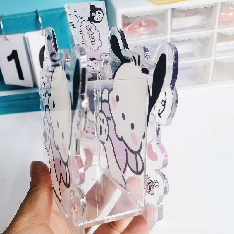 Sanrio Hộp Đựng Bút Bằng Acrylic Trong Suốt Cỡ Lớn Để Bàn Tiện Dụng
