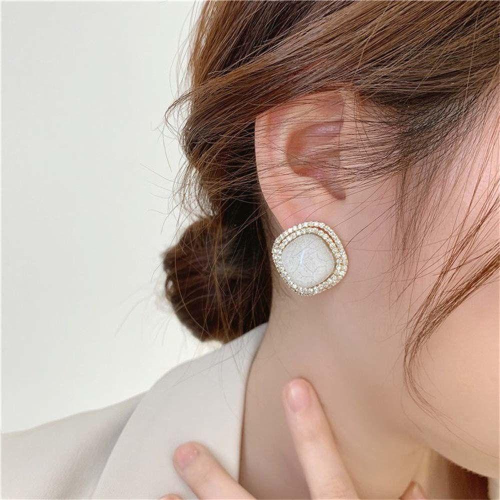 Bông Tai Đính Đá Opal Sang Trọng Phong Cách Hàn Quốc|Bông Tai|Vòng Tay Họa Tiết Vết Nứt Màu Sắc Thời Trang|Khuyên Tai/Bông Tai Nhiều Màu Cho Nữ