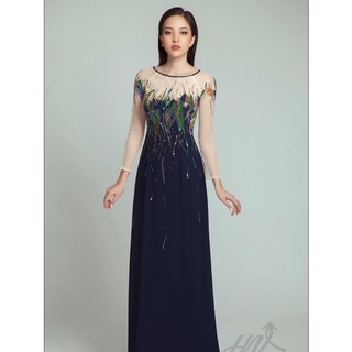 Áo dài tiệc đính đá trung niên sui gia