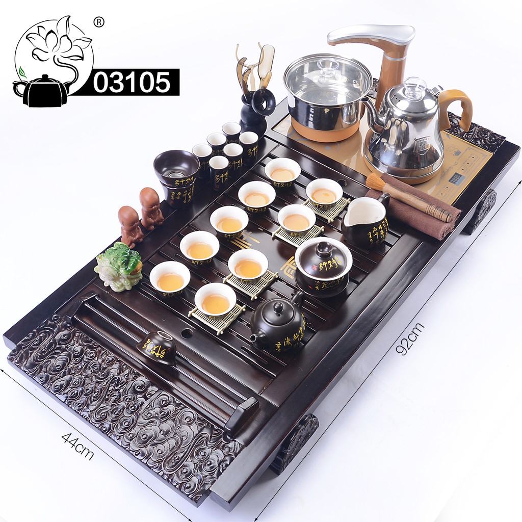 bếp bảo hành 12 tháng - Bàn trà điện thông minh , ấm chén gốm sứ tử sa - Mã: 031 ( bếp đen và vàng)