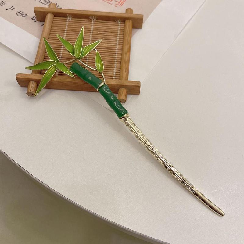 Kẹp Tóc Bằng Hợp Kim Màu Sắc Lá Tre Phong Cách Trung Hoa