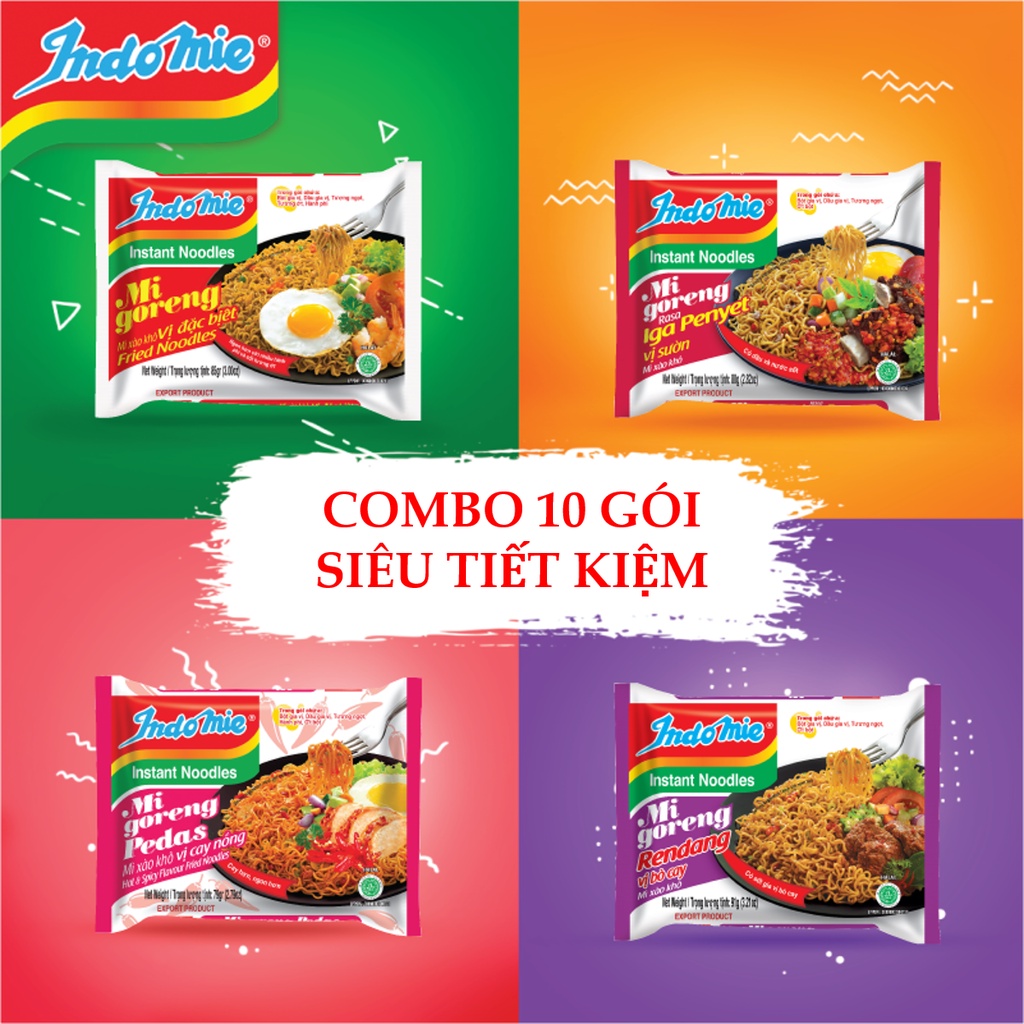 Combo 10 Gói Mì Trộn Indomie Ngon Số 1 Thế Giới - Giá Rẻ Nhất