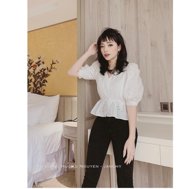 Áo peplum thô ren