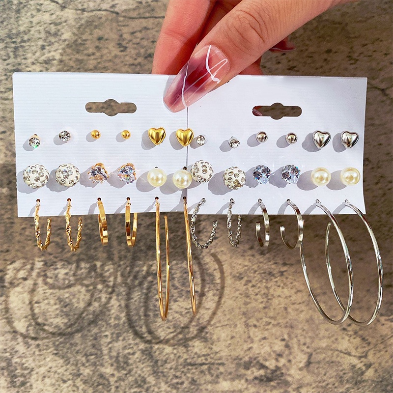 Set 18 Khuyên Tai Hợp Kim Đính Hạt Ngọc Trai Thời Trang 2022