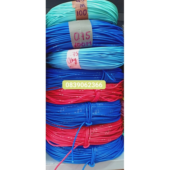 Dây Điện Nhật Đơn Chống Cháy 0.3 - 0.5 - 0.75 - 1.25 - 2.0 Lõi Đồng Các Mầu, Dây Điện Cuộn 1kg