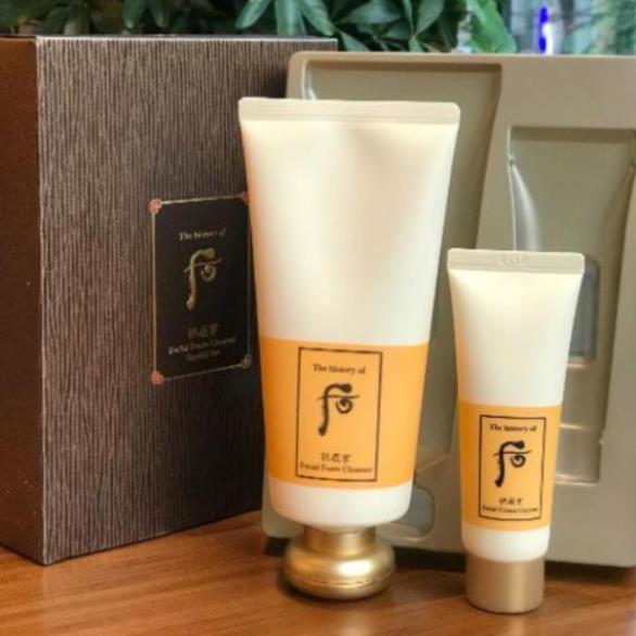 Set Sữa Rửa Mặt Whoo Vàng Gong Jin Facial Foam Cleanser Tặng Kèm Tẩy Trang Whoo Cream Facial Cleanser