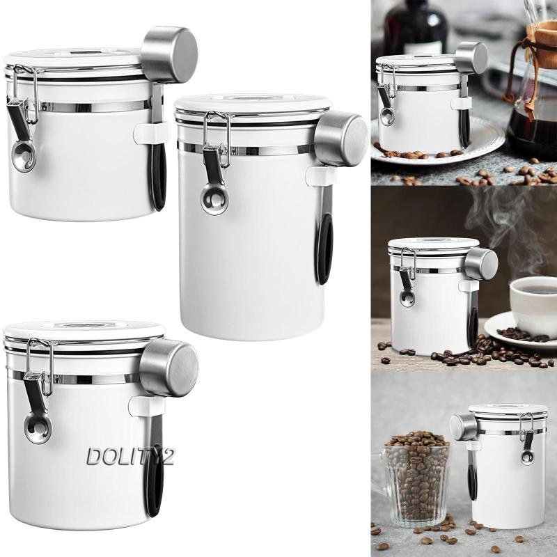 Hộp đựng hạt cafe có nắp đậy kín khí có muỗng bằng thép không gỉ
