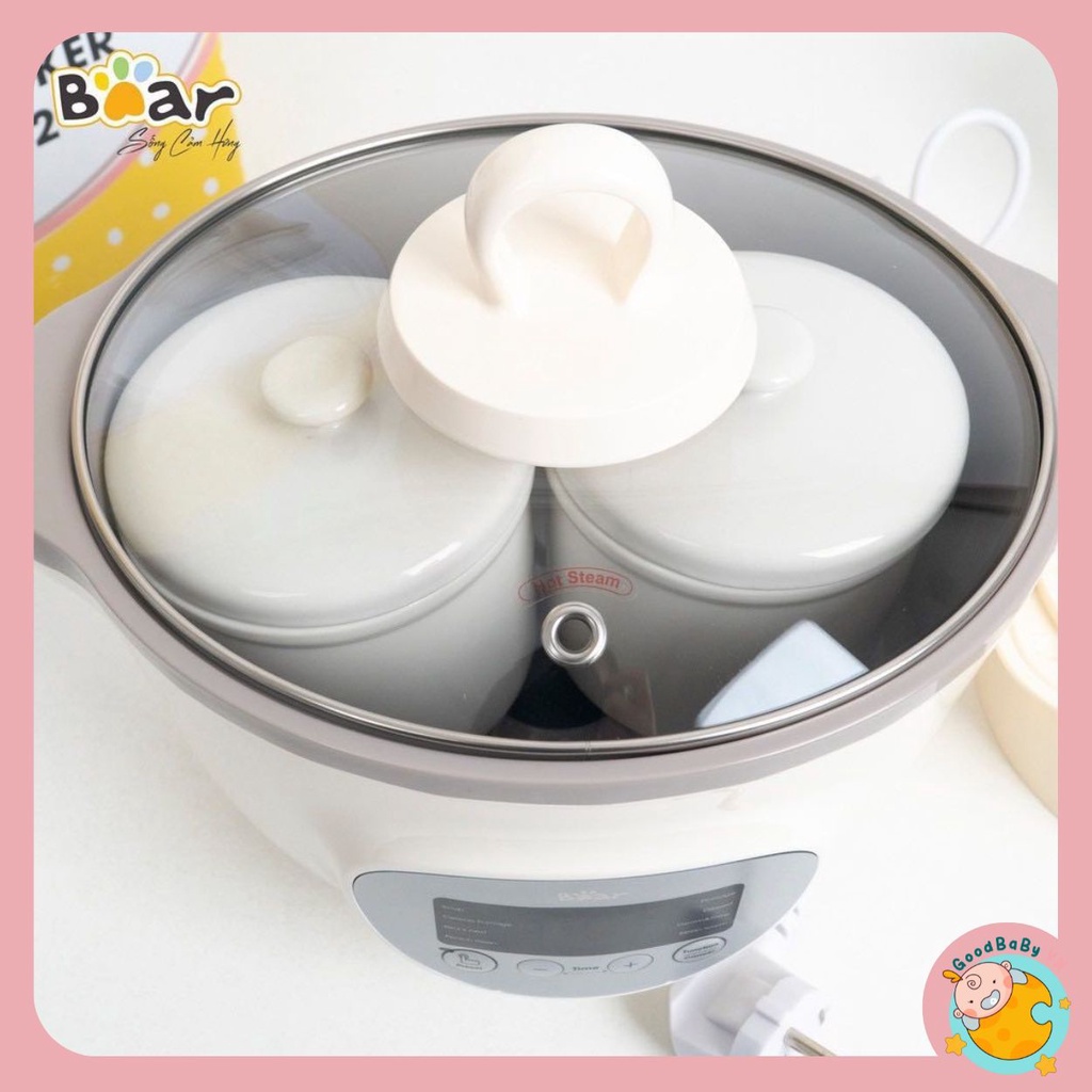 Nồi nấu cháo chậm Bear, nồi nấu cháo ninh hầm cách thủy đa năng cho bé ĂN DẶM Bear 1,6 lít Goodbabyvn