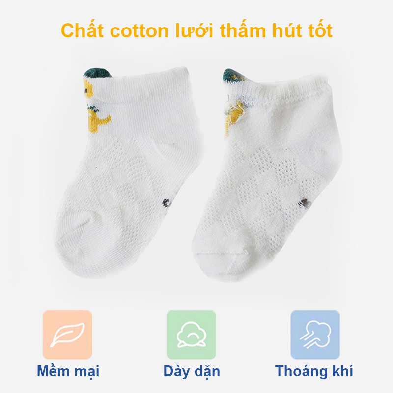 Tất cho bé gái và bé trai 0-3 tuổi Baby-S, Set 5 tất lưới cho bé hình thú ngộ nghĩnh - ST022