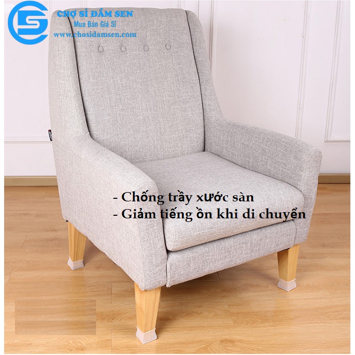 Bộ 4/20 cái Vỏ bọc chân bàn ghế silicon dày hình vuông, miếng silicon dày bọc chân bàn ghế chống trượt