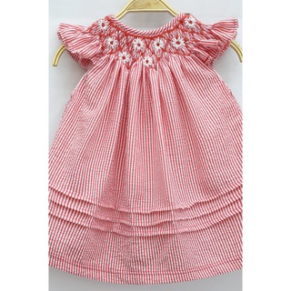 ĐẦM SMOCK SỌC ĐỎ