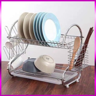 Kệ úp bát đĩa inox 2 tầng hình chữ s