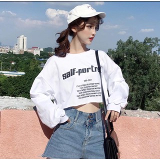 Áo CropTop tay dài Salf-portrait (Form Rộng) - Vải chất dày và đẹp - Đánh giá 4.7/5