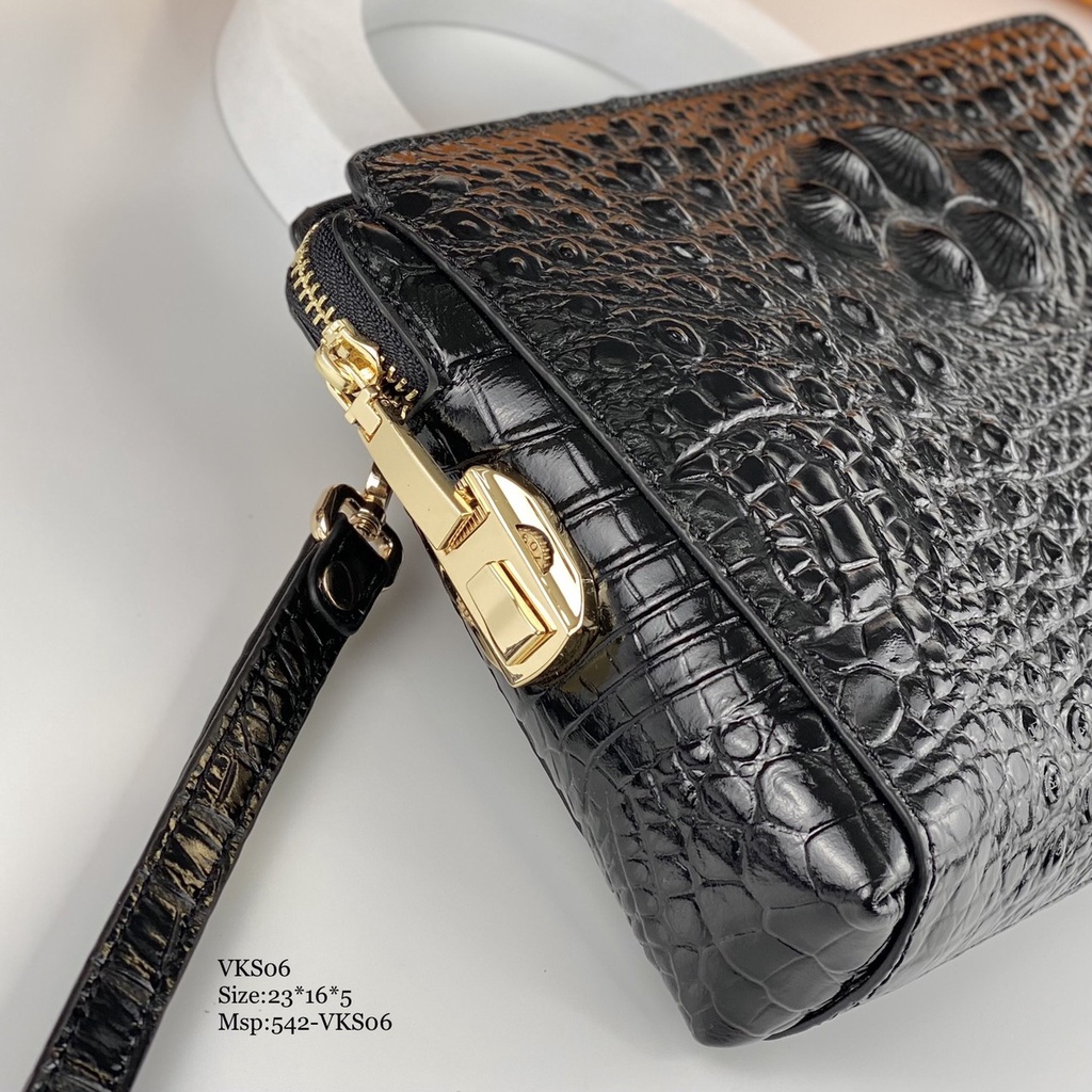 Clutch - Ví cầm tay Nam Nữ khóa số bảo mật cao cấp Da cá sấu 2 màu  -VKS43