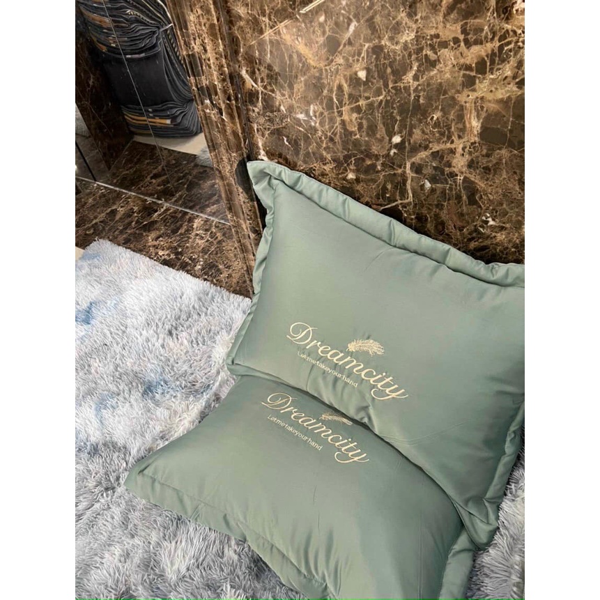 MỘT ĐÔI VỎ GỐI LỤA SATIN MỘT MÀU SANG CHẢNH