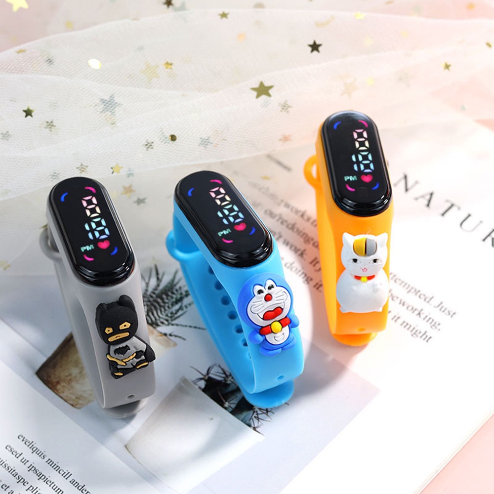 Đồng Hồ LED Màn Hình Cảm Ứng Chống Thấm Nước Hình Marvel Spiderman Captain America Cho Học Sinh