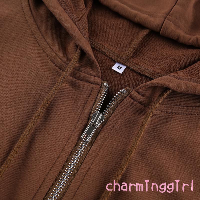 Áo hoodie lửng tay dài màu sắc trẻ trung cho nữ