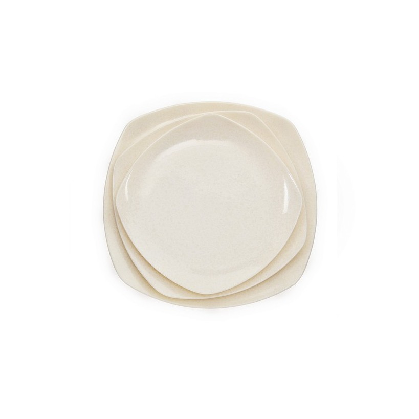 Dĩa vuông nhựa Melamine Vân Đá Kem/Đen size 22.7cm (DV07)