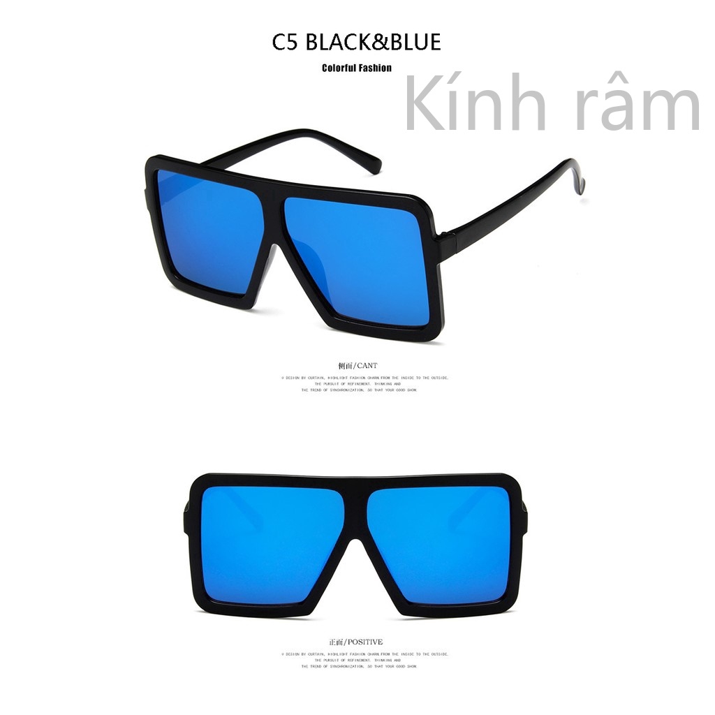 Kính mát gọng vuông bản lớn thời trang cho nam nữ