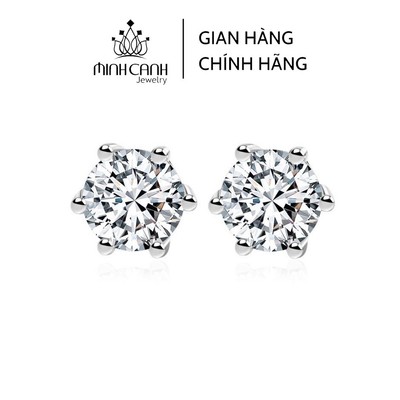 Khuyên Tai Bạc Nụ Đá 6 Chấu Đính Đá - Minh Canh Jewelry