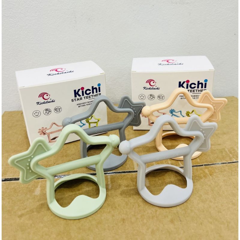 Gặm nướu cho bé,gặm nướu Kichilachi hình ngôi sao, chất liệu silicon y tế an toàn, giúp bé giảm ngứa lợi