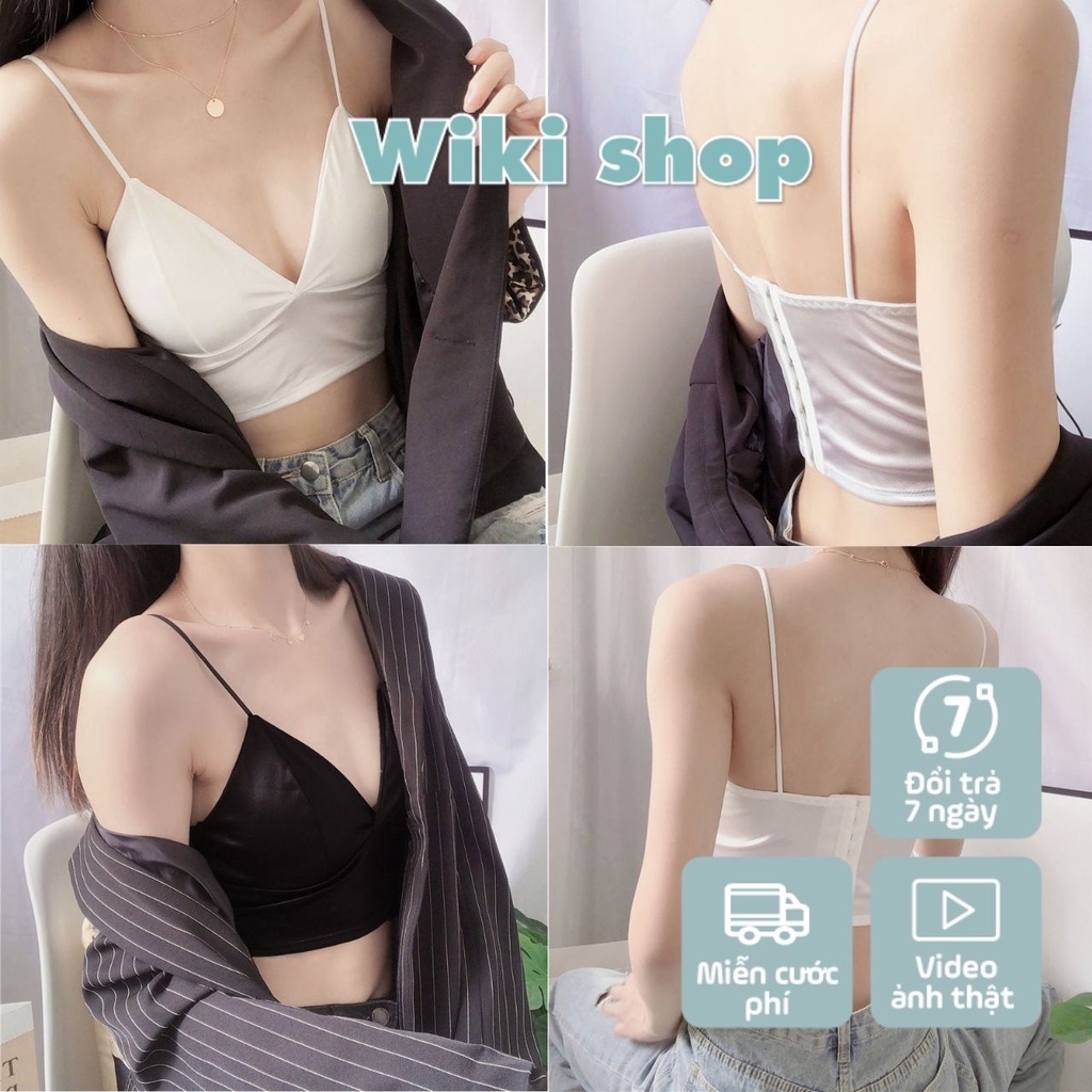 Áo lót bra nữ lụa bản to đen trắng diện vest blazer freesize cài sau nâng ngực không gọng mút mỏng hàn quốc Yly285