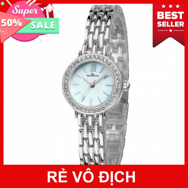 Đồng Hồ Nữ Keep In Touch Dây Kim Loại Màu Trắng Bạc Mặt Nhỏ Sang Trọng Giá RẻSẵn Hàng