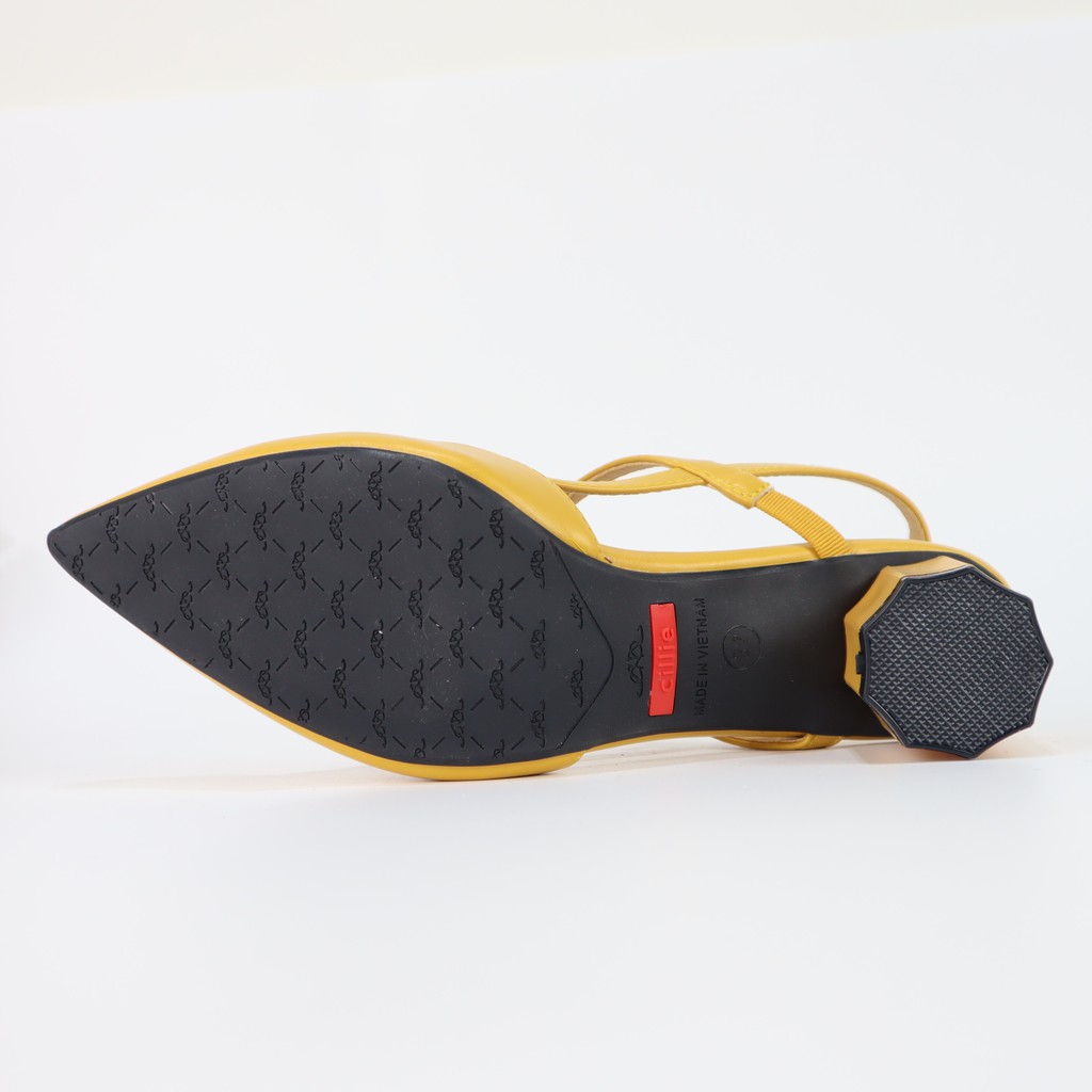 Giày sandal cao gót nữ mũi nhọn thanh lịch hở hậu ôm chân gót trụ 5cm quai thun êm mềm đi học đi làm đi chơi Cillie 1065