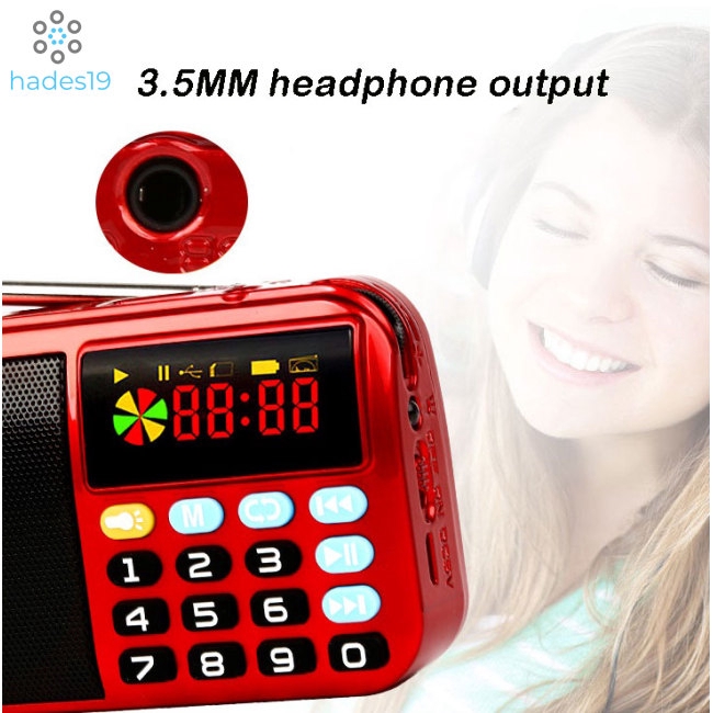 Đài radio FM kỹ thuật số mini xách tay hỗ trợ USB TF MP3 chạy pin Lithium