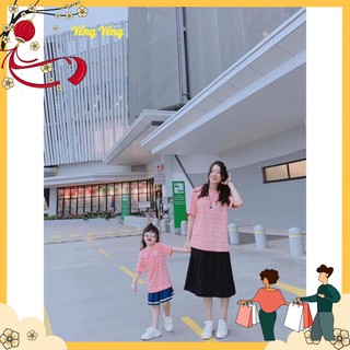 Anu297 - áo phông đôi hồng nhiều niy thêu cho mẹ và bé