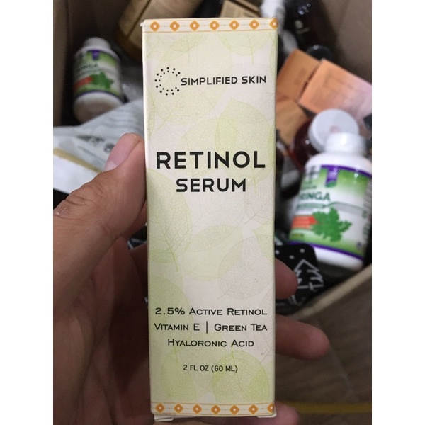 Retinol Serum 2,5% cho Mặt & Mắt (2 oz) với Vitamin A, E, Axit Hyaluronic & Trà xanh để chống lão hóa, nếp nhăn và nếp n