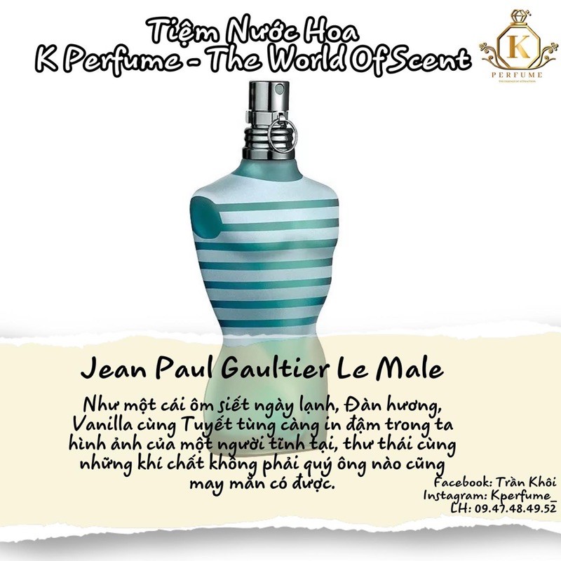 [𝐊-𝐏𝐞𝐫𝐟𝐮𝐦𝐞] Nước Hoa Nam Jean Paul Gaultier Le Male - Mẫu Chiết Dùng Thử 5ml 10ml 20ml