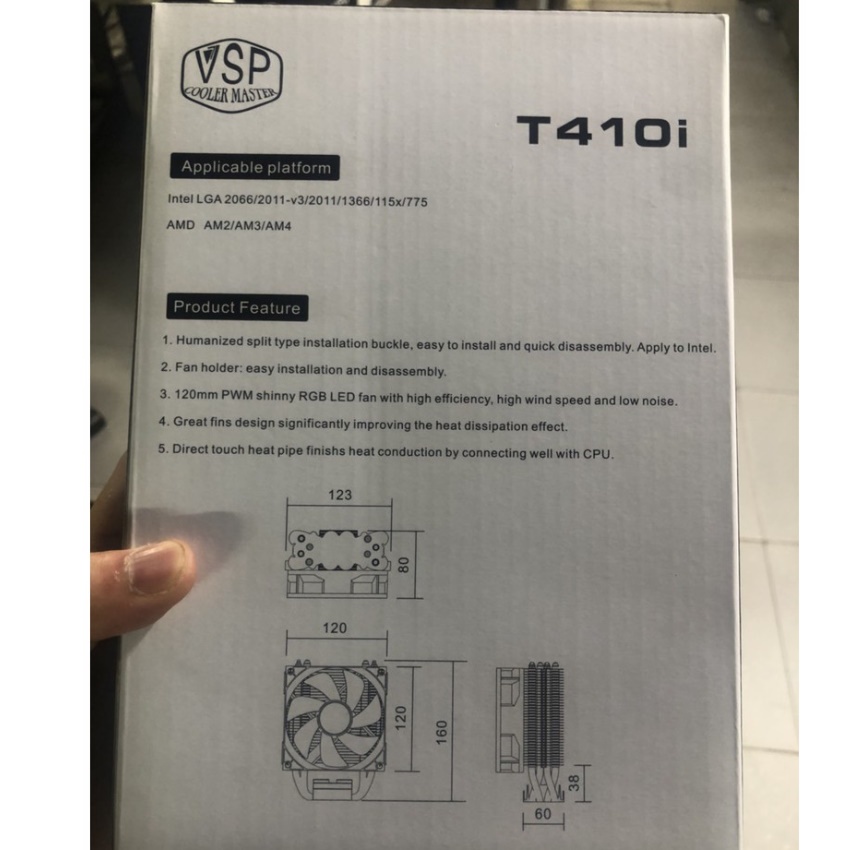 Quạt Tản Nhiệt CPU VSP COOLER MASTER T410I Có LED RGB Cực Đẹp, Fan CPU Làm Mát Cực Nhanh, FAN
