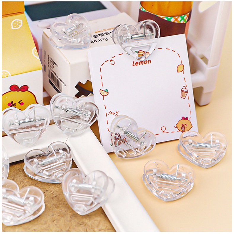 Kẹp giấy hình trái tim màu trong suốt tiện lợi dễ thương